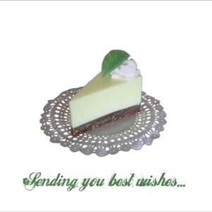 Birthday Card Photo of Key Lime Pie on Silver Doily