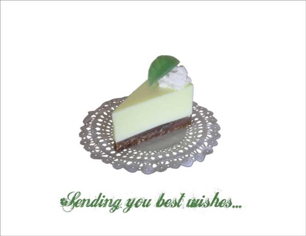 Birthday Card Photo of Key Lime Pie on Silver Doily